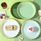 24 Pcs Sage Green Scalloped Party Plates St Patricks Day Gold Foil Paper Plates Disposable 9inch Gradient Serving Plates for Birthday Wedding Bridal Baby Shower Party Supplies